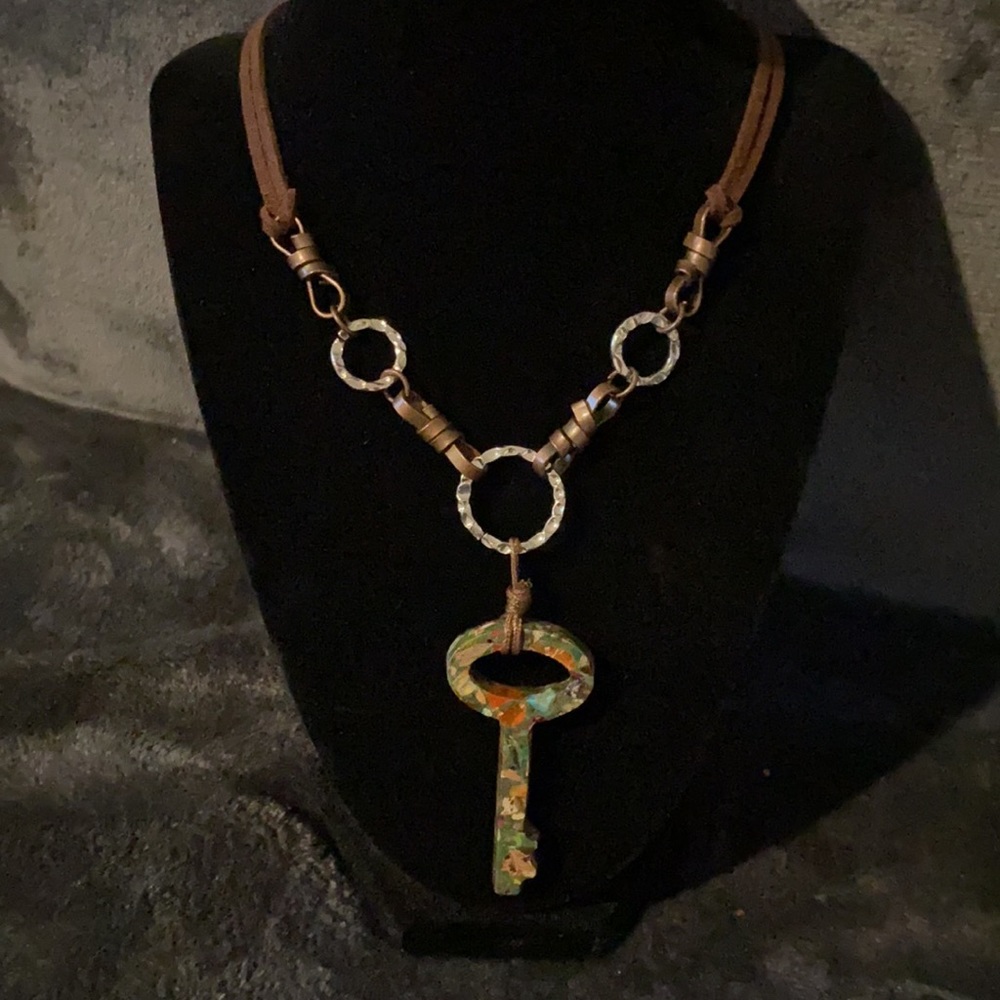 Key Necklace. Beautiful Multi Colored Pendant. Custom Made.